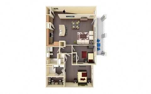 1066 Square-Foot Oleander Floor Plan at Residence at Midland, Midland, Texas